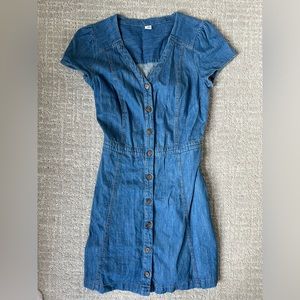 Old Navy Fit and Flare Button-Front Jean Mini Dress